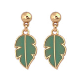 Brinco Folha Verde - Banhado a Ouro - Hipoalergênico